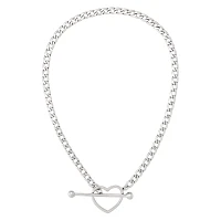Kayla Malecc Silver Heart Toggle Barbell Choker Necklace