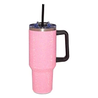 Pink Rhinestone Travel Tumbler with Straw - 40 oz.