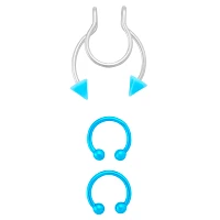 Kayla Malecc Multi-Pack Titanium Neon Horseshoe Rings and Fake Horseshoe Septum Ring