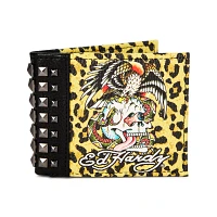 Ed Hardy Leopard Print Skull Bifold Wallet