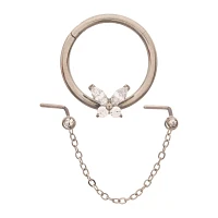 Kayla Malecc Multi-Pack Titanium Butterfly Septum Ring and L-Bend Nose Chain 2 Pack - 20-16 Gauge