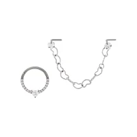Kayla Malecc Multi-Pack Titanium Heart Septum Ring and Dangle Chain L-Bend Nose Ring 2 Pack - 20-16 Gauge