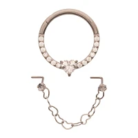 Kayla Malecc Multi-Pack Titanium Heart Septum Ring and Dangle Chain L-Bend Nose Ring 2 Pack - 20-16 Gauge
