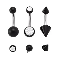 Kayla Malecc Multi-Pack Titanium Belly Rings with Ends and Extra Ends 3 Pack