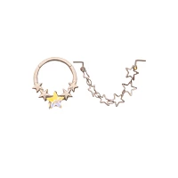 Kayla Malecc Multi-Pack Titanium Seamless Star Septum Ring and L-Bend Star Chain Nose Ring 2 Pack - 20-16 Gauge