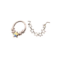 Kayla Malecc Multi-Pack Titanium Seamless Star Septum Ring and L-Bend Star Chain Nose Ring 2 Pack - 20-16 Gauge