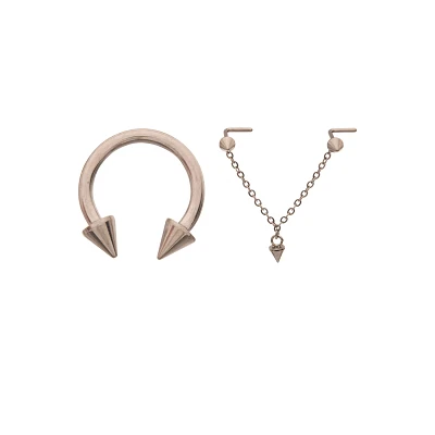 Kayla Malecc Multi-Pack Titanium Spike Horseshoe Ring and L-Bend Chain Nose Ring 2 Pack - 20-16 Gauge