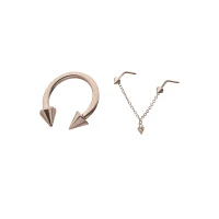Kayla Malecc Multi-Pack Titanium Spike Horseshoe Ring and L-Bend Chain Nose Ring 2 Pack - 20-16 Gauge