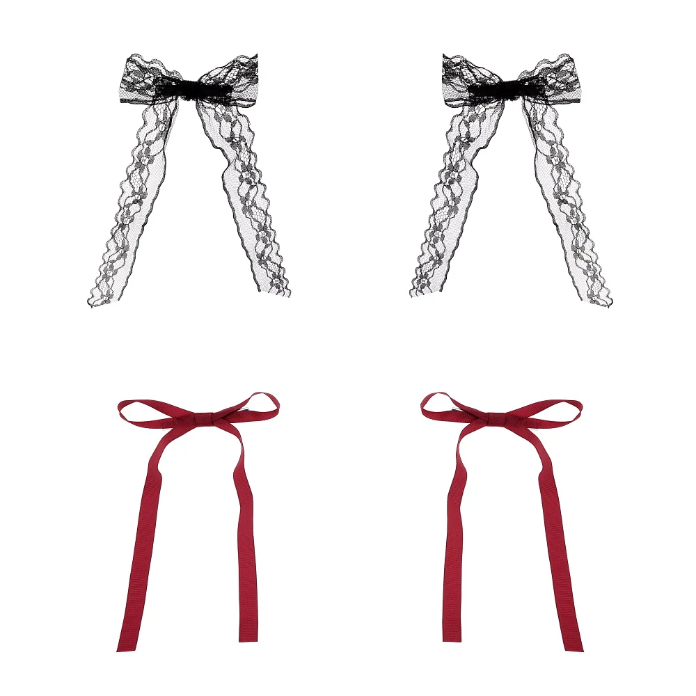 Multi-Pack Red and Black Hair Bows - 2 Pair