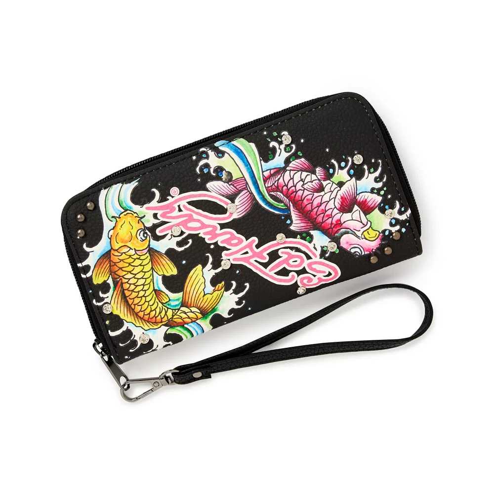 Ed Hardy Koi Fish Zip Wallet