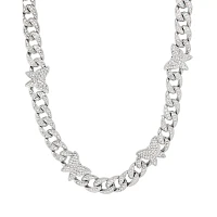 Silver Butterfly Bling Chain Necklace