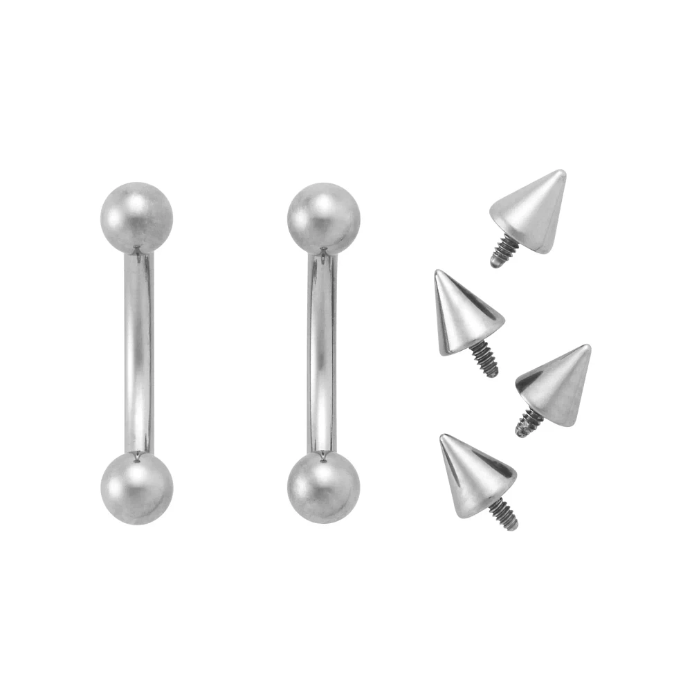 Kayla Malecc Multi-Pack Silvertone Titanium Curved Barbells with Extra Ends 2 Pack - 16 Gauge