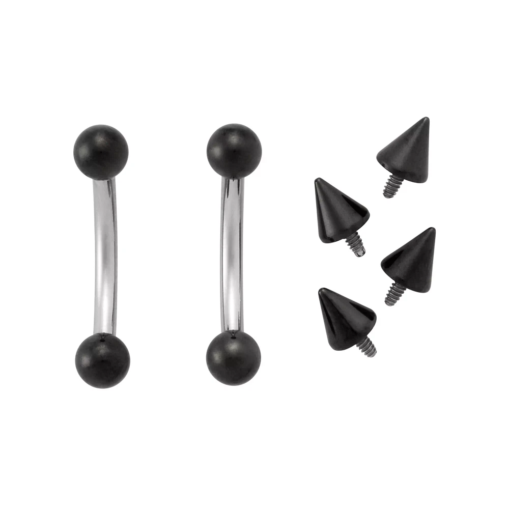 Kayla Malecc Multi-Pack Titanium Curved Barbells with Balls and Extra Ends 2 Pack