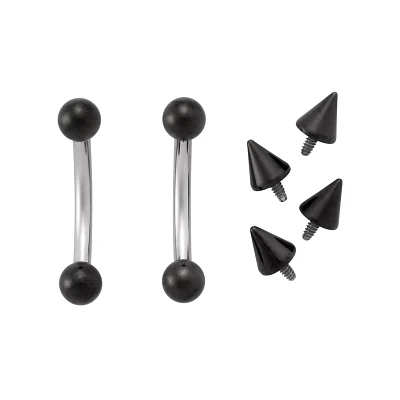 Kayla Malecc Multi-Pack Titanium Curved Barbells with Balls and Extra Ends 2 Pack