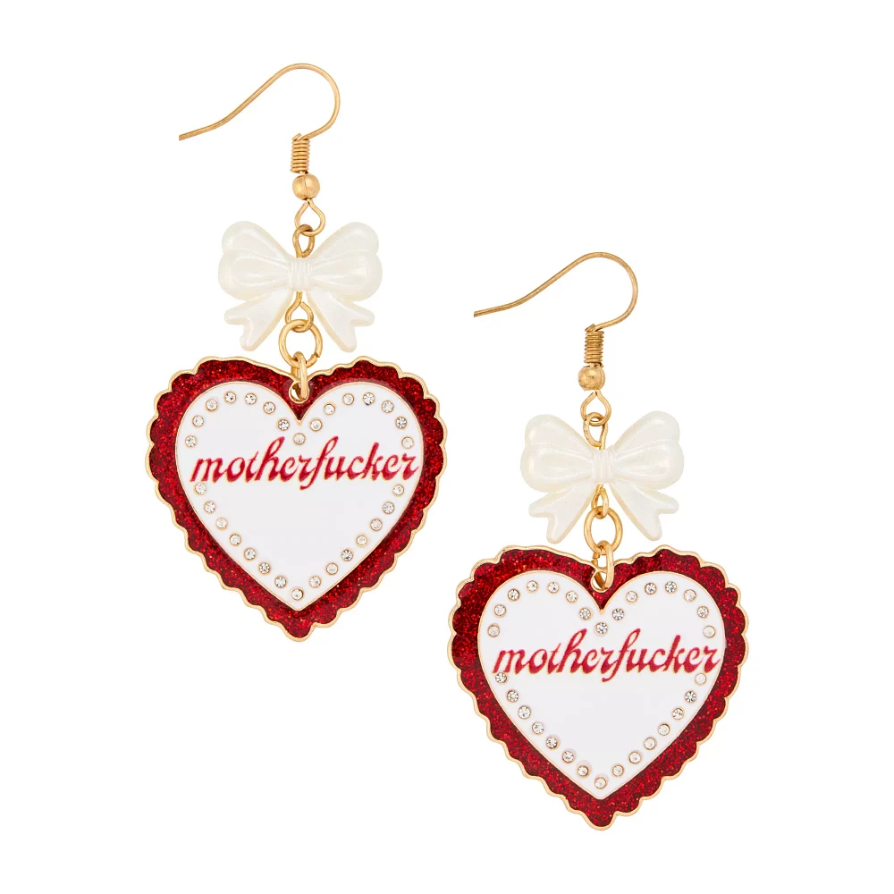 Motherfucker Heart Dangle Earrings