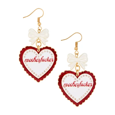 Motherfucker Heart Dangle Earrings