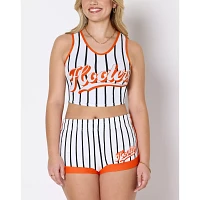 White Striped Hooters Cropped Tank Top