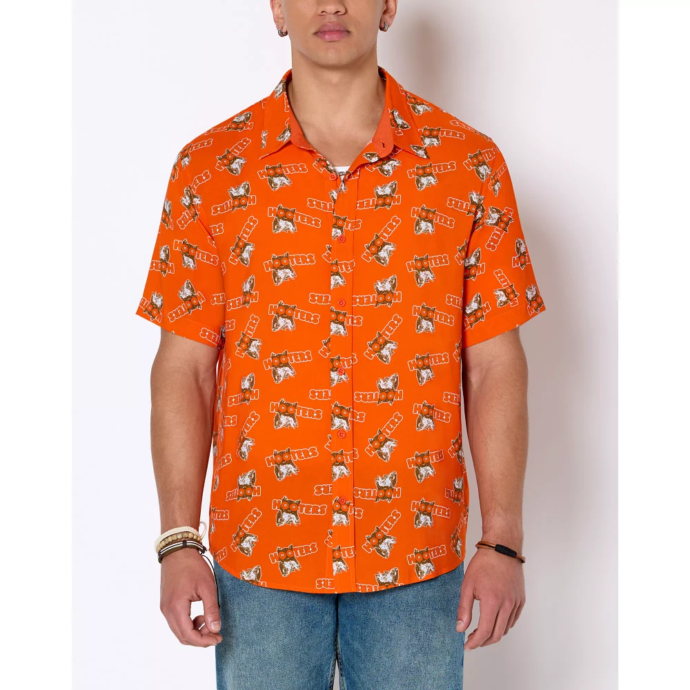 Hooters Owl Print Woven Button Up Shirt