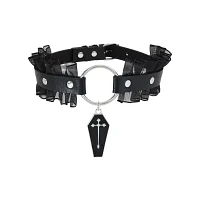 Ruffle Cross Coffin Choker Necklace