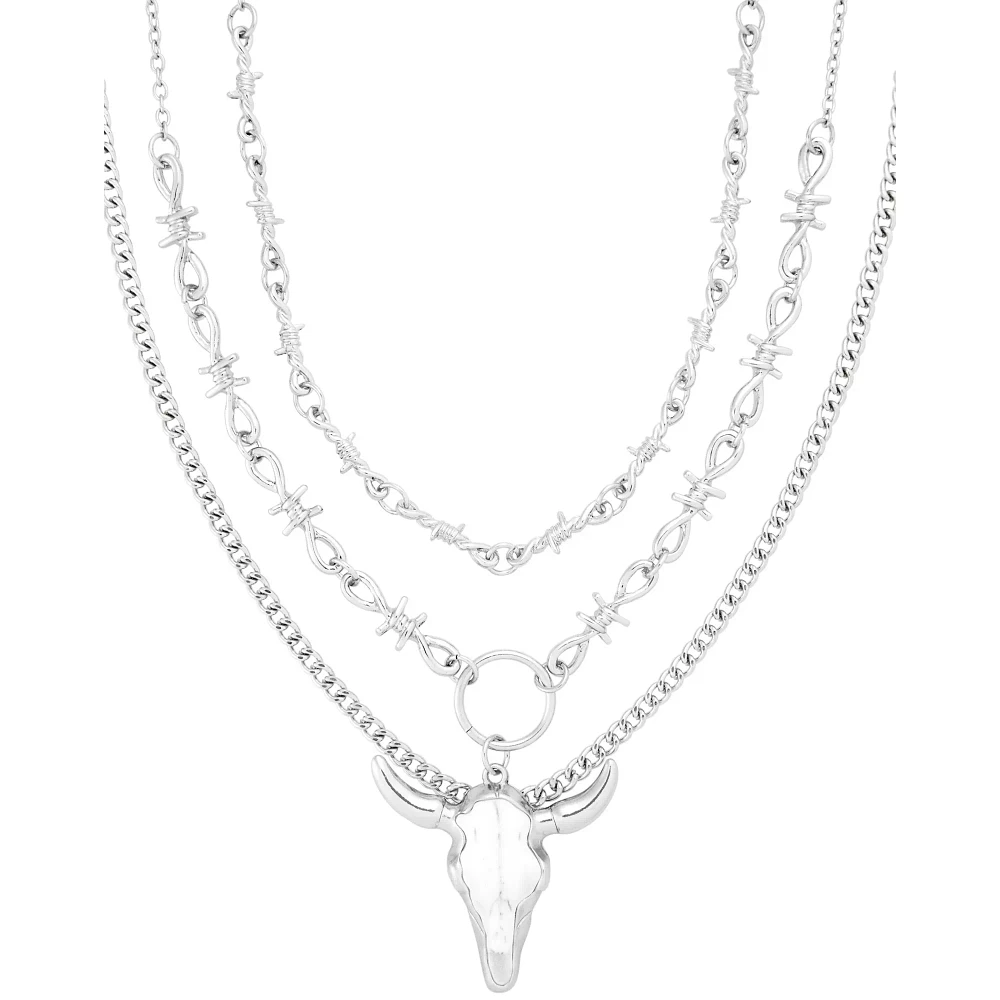 Triple Row Barbed Wire Bull Chain Necklace