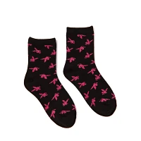 Black and Pink Playboy Bunny Print Crew Socks