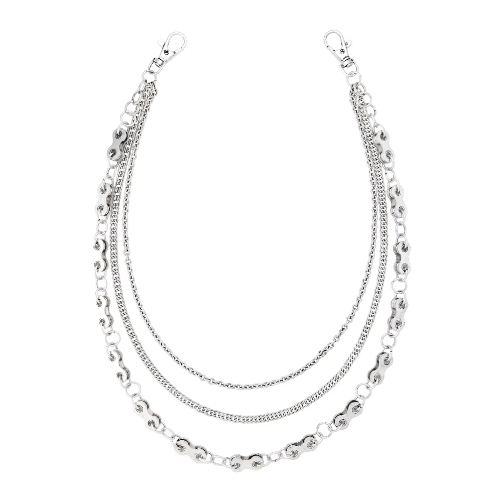 Silver Bike Chain Layered Wallet Chain