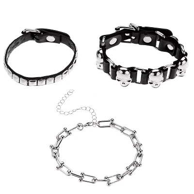 Multi-Pack Studded Skull Bracelets - 3 Pack