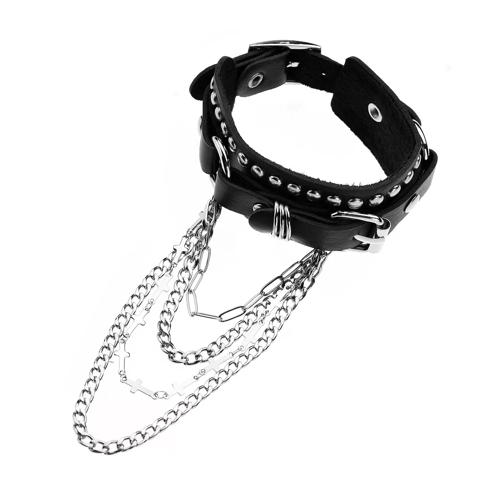Cross Chain Cuff Bracelet