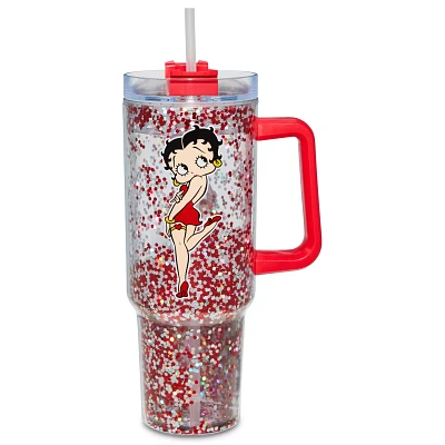 Betty Boop Glitter Travel Tumbler with Straw - 40 oz.