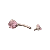 ASTM F-136 Titanium CZ Pink Belly Ring - 14 Gauge