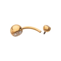 ASTM F-136 Titanium Goldtone CZ Belly Ring - 14 Gauge