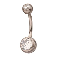 ASTM F-136 Titanium Round CZ Belly Ring - 14 Gauge