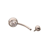 ASTM F-136 Titanium Round CZ Belly Ring - 14 Gauge