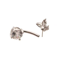 ASTM F-136 Titanium Silvertone CZ Butterfly Belly Ring - 14 Gauge