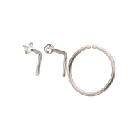 Multi-Pack ASTM F-136 Titanium L-Bend and Nose Hoop 3 Pack - 20 Gauge