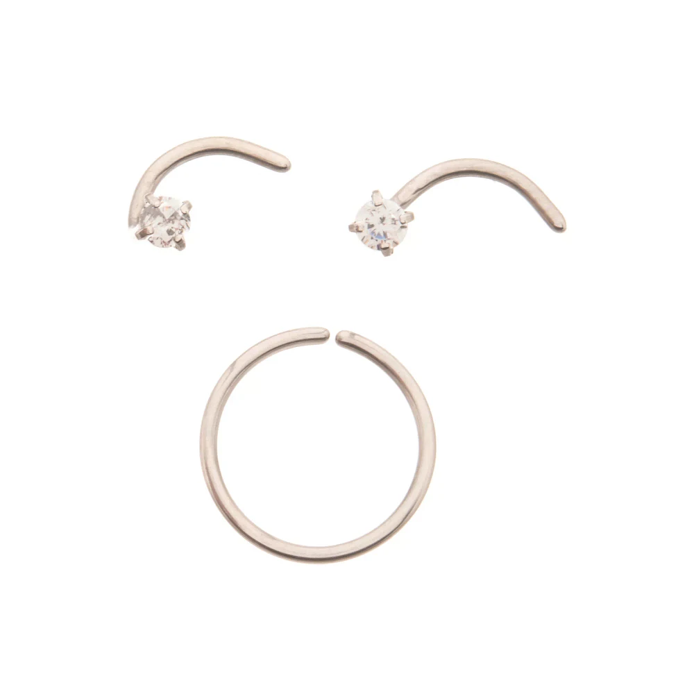 Multi-Pack ASTM F-136 Titanium Nose Screws and Hoop 3 Pack - 20 Gauge
