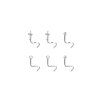 Multi-Pack CZ Titanium Dagger Corkscrew Nose Rings 6 Pack - 20 Gauge