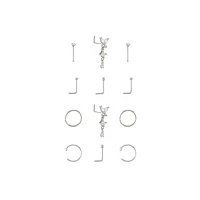 Multi-Pack CZ Titanium Butterfly Hoop L-Bend and Bone Nose Rings 12 Pack - 20 Gauge