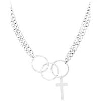 Silver O-Ring Chain Cross Necklace