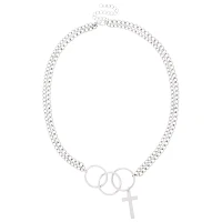 Silver O-Ring Chain Cross Necklace