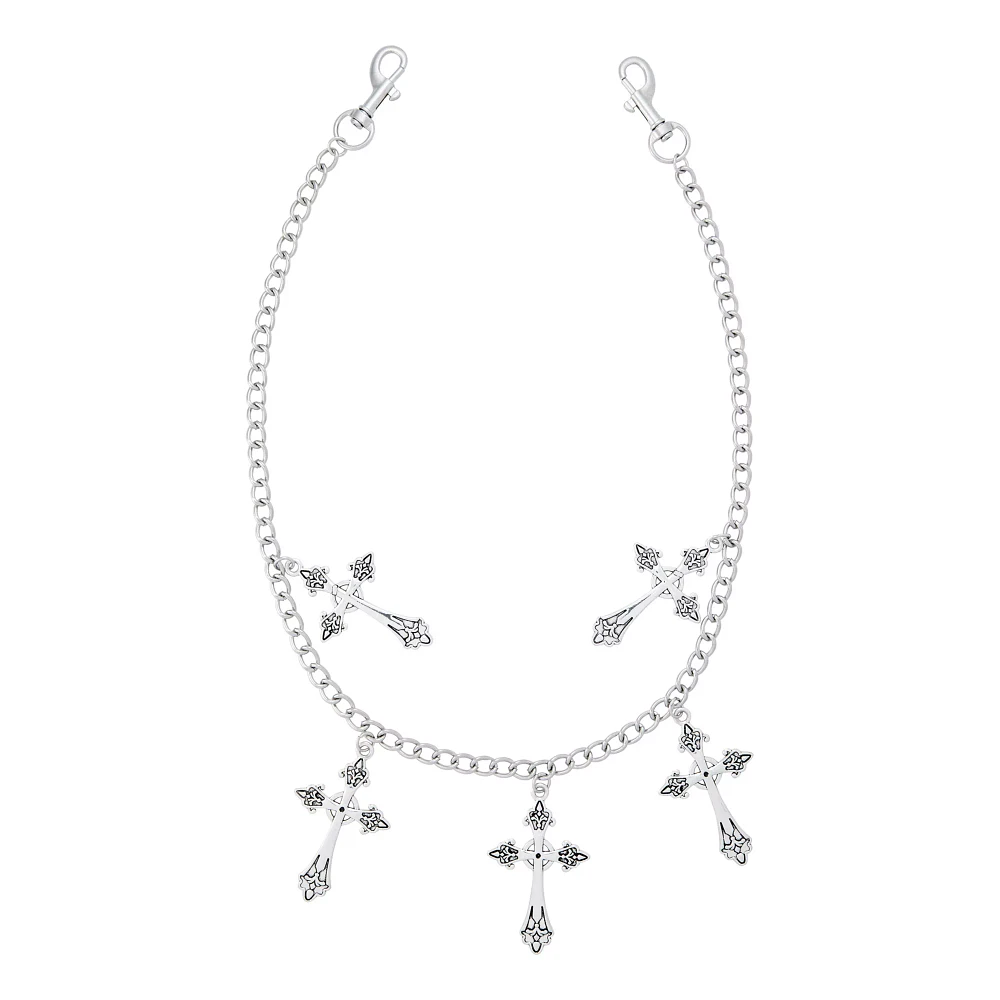 Silvertone Cross Wallet Chain