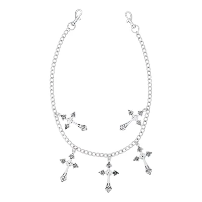 Silvertone Cross Wallet Chain