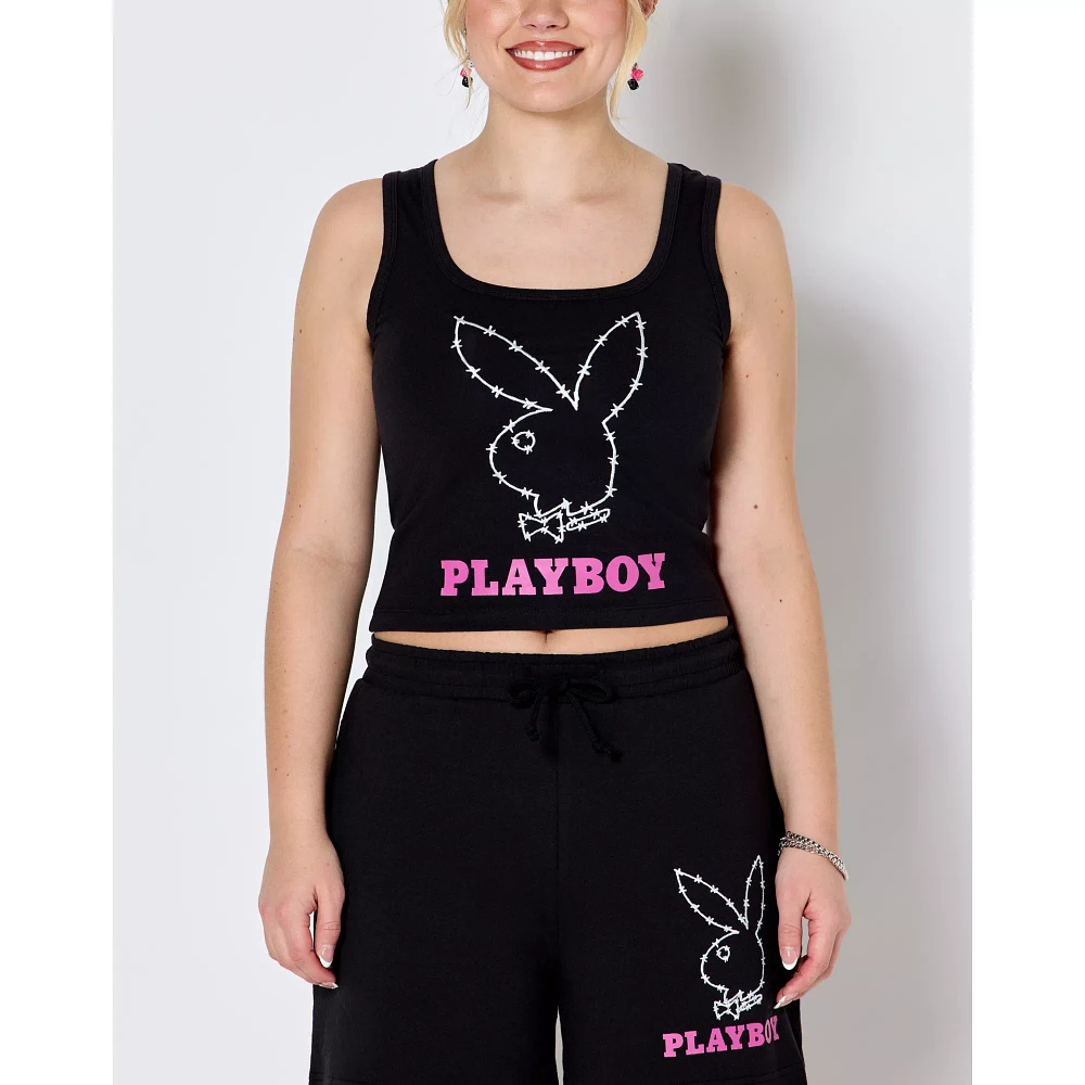 Black Barbed Wire Bunny Tank Top - Playboy