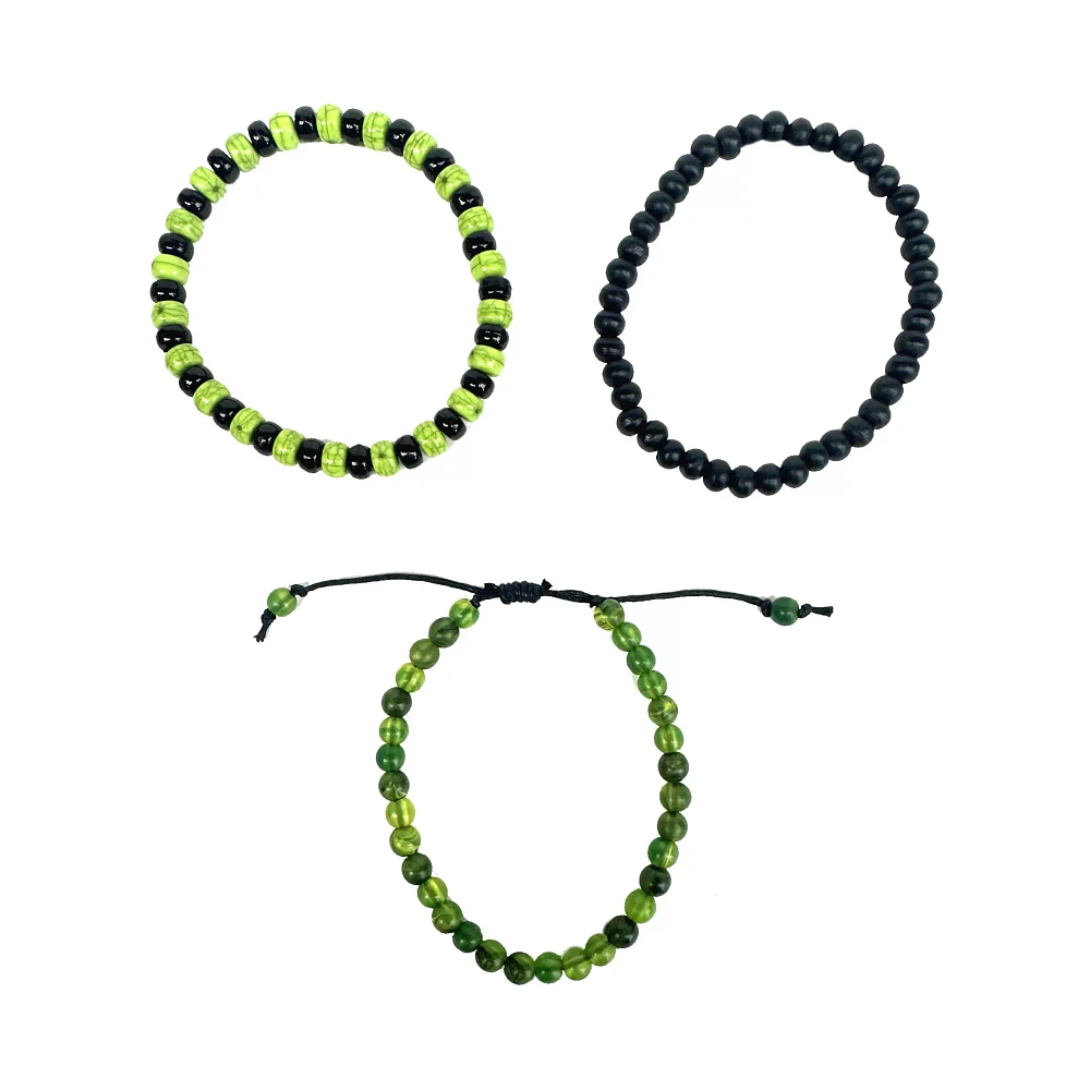 Multi-Pack Neon Green Beaded Tie Bracelets - 3 Pack