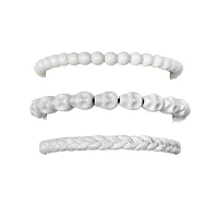 Multi-Pack White Skull Beaded Bracelets - 3 Pack