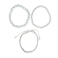 Multi-Pack White Skull Beaded Bracelets - 3 Pack