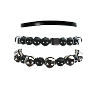 Multi-Pack Black and Hematite Beaded Bracelets - 3 Pack