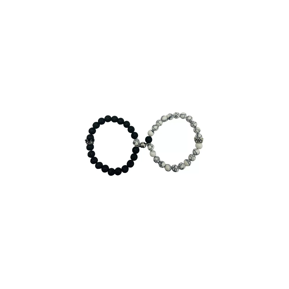 Multi-Pack Black and White Marbled Long Distance Beaded Bracelets - 2 Pack