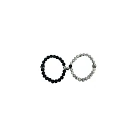 Multi-Pack Black and White Marbled Long Distance Beaded Bracelets - 2 Pack