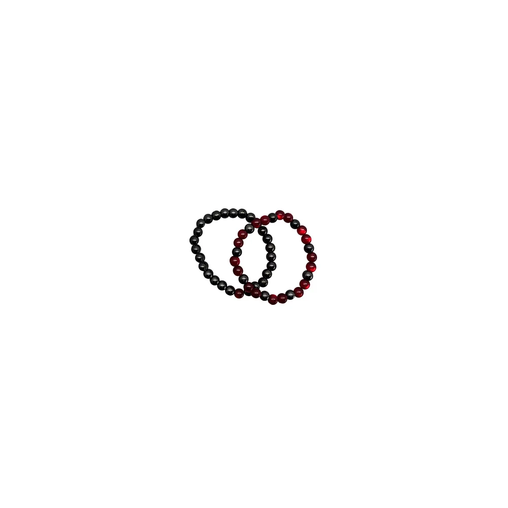 Red and Gray Long Distance Beaded Bracelets – 2 Pack